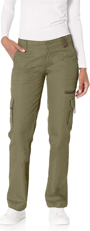 DICKIES Women's Relaxed Cargo Pant, Rinsed Grape Leaf Green, Size 4R