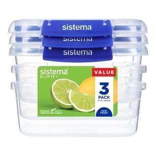 Sistema Klip It Plus 1L Rectangular Container 3 Pack Clear 1 L