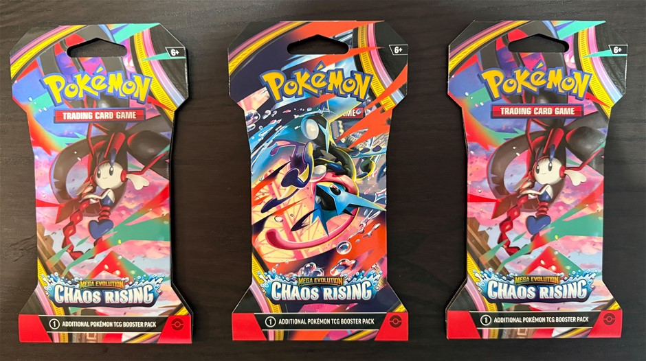 3 x Pokémon Mega Evolutions: Chaos Rising Blister Packs Auction (0002 ...