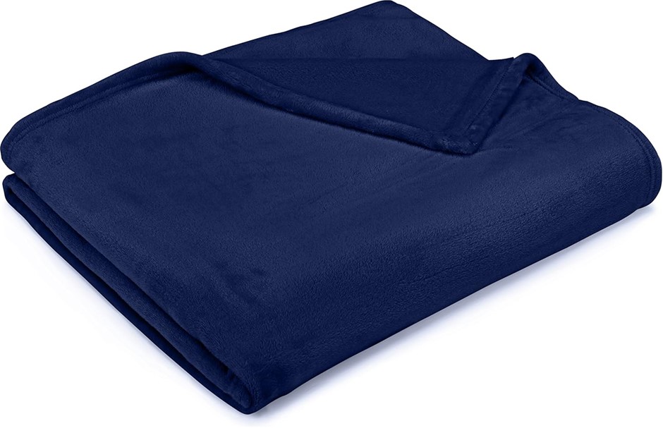 AMAZON BASICS Velvet Plush Blanket, Single - Navy. NB: Slightly damaged pac