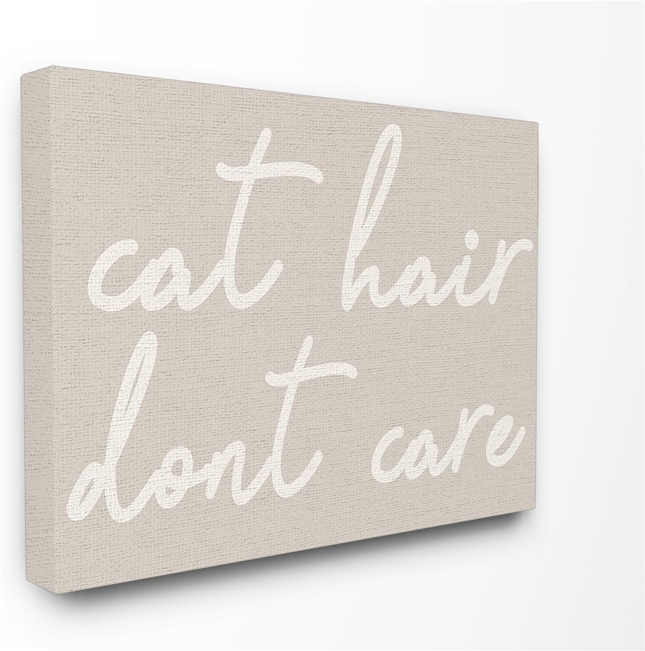 STUPELL INDUSTRIES Cat Hair Don't Care XXL Stretched Canvas Wall Art.