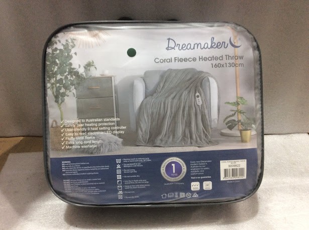 Dreamaker 9009822 Coral Fleece Heated Throw Blanket (160x130cm)