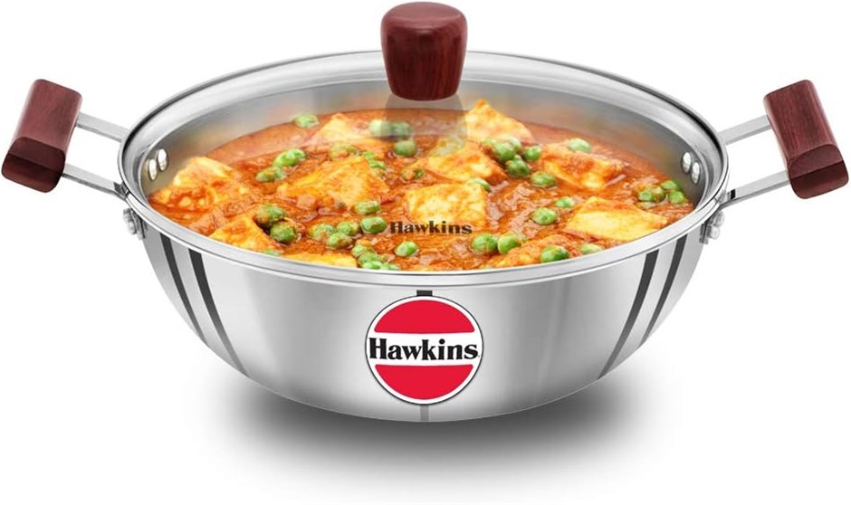 HAWKINS Futura Steel Deep Fry Pan with Steel Lid, 4 Litre Capactiy.
