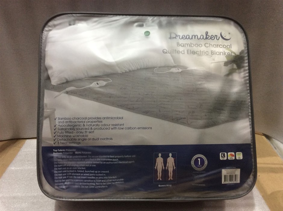Dreamaker 9009859 Bamboo Charcoal Quilted Electric Blanket