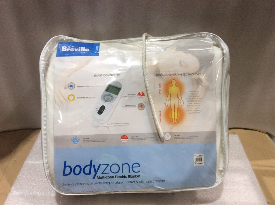 Breville Bodyzone Multi-zone Electric Blanket Double Bed Dual Controllers