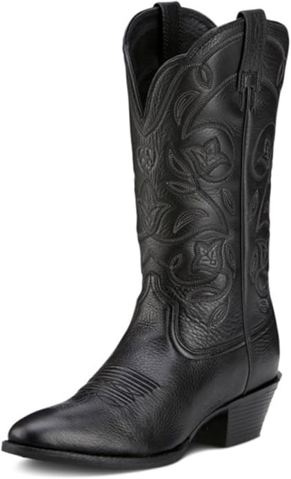 ARIAT BMVY9 Womens Heritage R Toe Western Boot Black Deertan 8, Black Deert