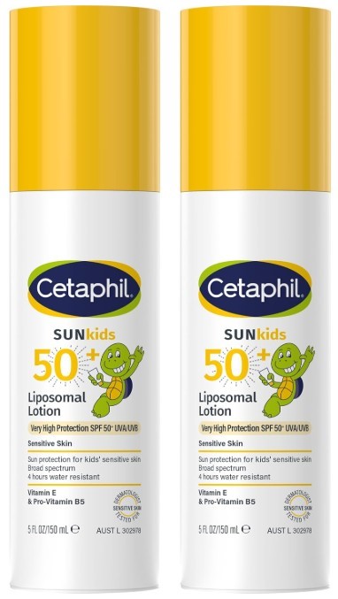 2x Cetaphil Sun Kids Liposomal Lotion SPF50+ 150mL, for Face & Body, Sunscr