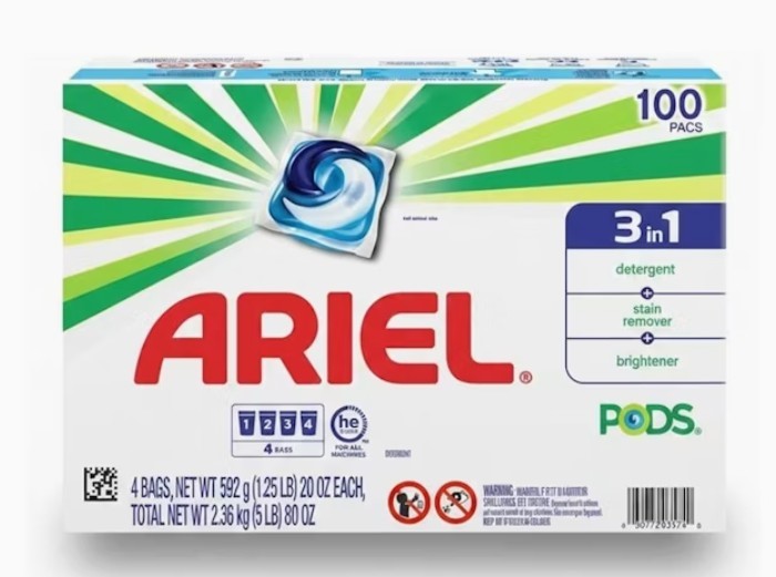 Ariel 3-in-1 Washing Capsule Laundry Detergent Pod - Pack of 100