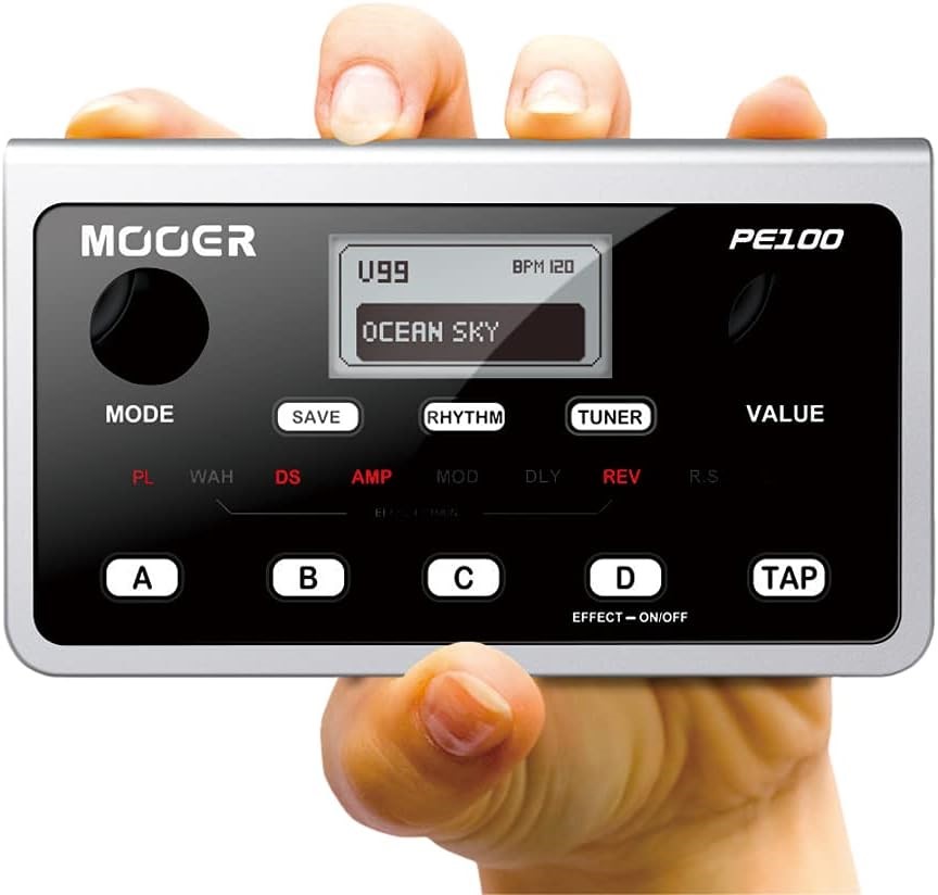 MOOER PE100 Portable Desk Top Guitar Multi Effects with 198 presets, 36 eff