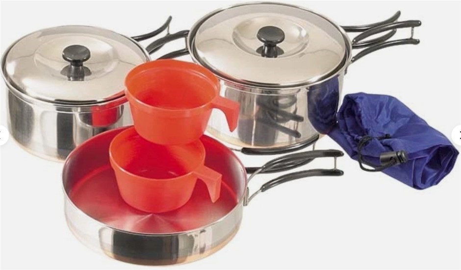 Mess Kit Cook Set 2 Person S/Steel 8 Piece School Camp Picnic Hiking Scout