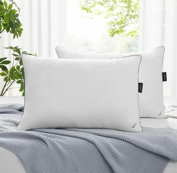 NAUTICA 2pk Down Alternative Gel Like Pillows. Standard/Queen NB: damaged p