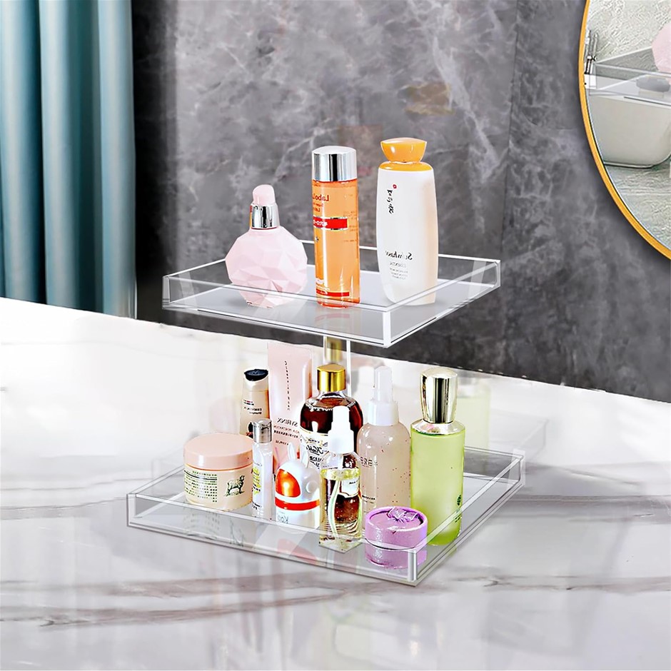 2 X YAGELI Acrylic 2-Tier Vanity Organiser, Clear.