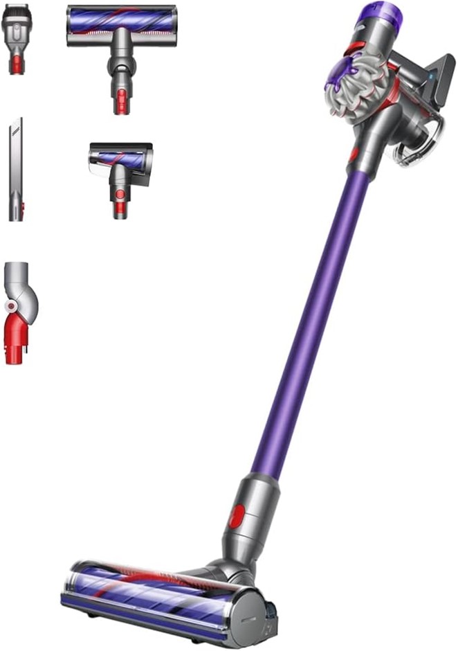 DYSON V8 Extra Cordless Vacuum Cleaner, Silver/Purple. NB: Only main attach