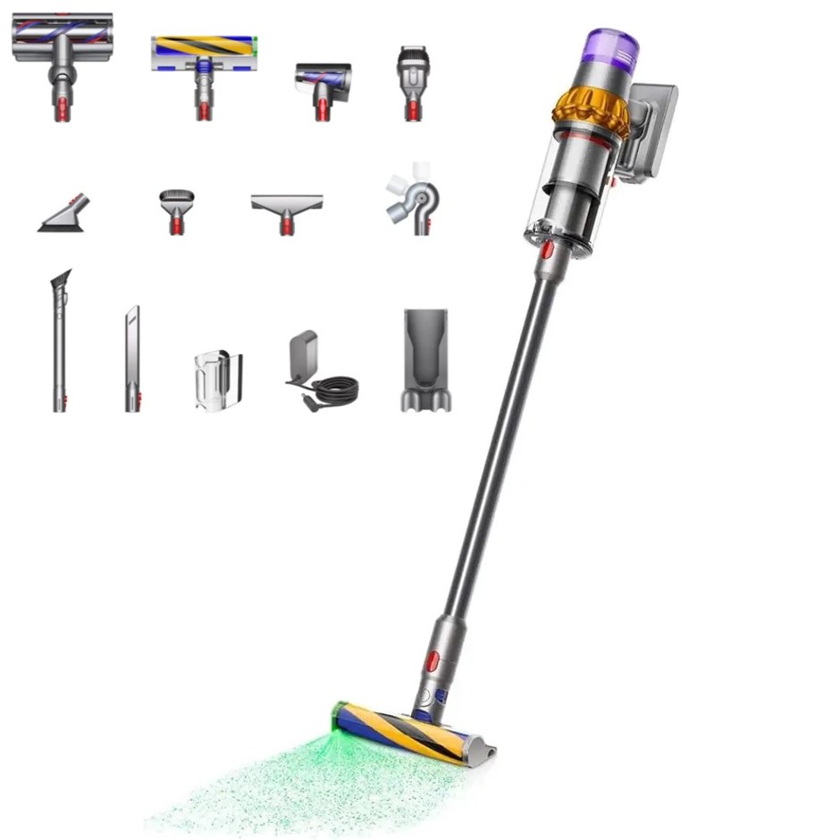 DYSON V15 Detect Total Clean Cordless Stick Vacuum Cleaner c/w Attachments.