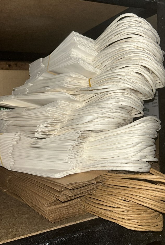 100x Paper Bags (Brown & White) Size 15. 8. 21cm