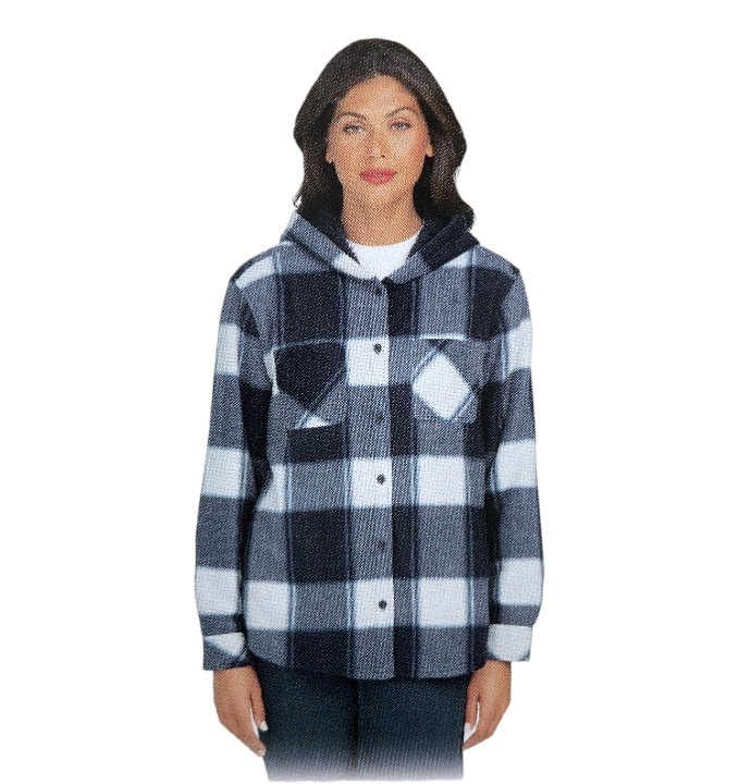 BOSTON TRADERS Women's Hooded Shacket, Size L, China Blue.