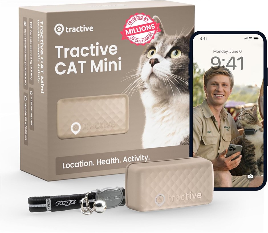 TRACTIVE Mini GPS Cat Tracker, Real-Time Location Tracking, Location Histor