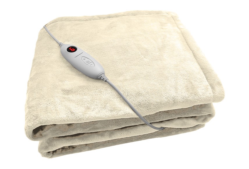 MORPHY RICHARDS Micro Fleece Heated Throw, 180cm x 130cm, Cream. NB: Damage
