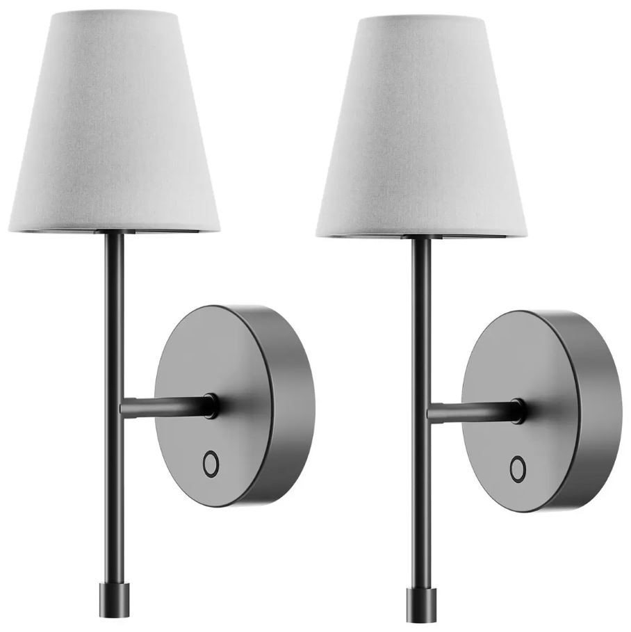 GLOBE 2pk LED Wall Sconce Wireless Light. NB: Minor use, 1 x light not work