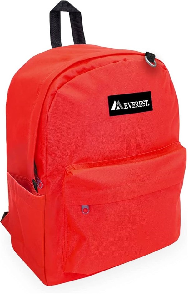 EVEREST Classic Laptop Backpack W/Side Pocket, Red, One Size. Buyers Note
