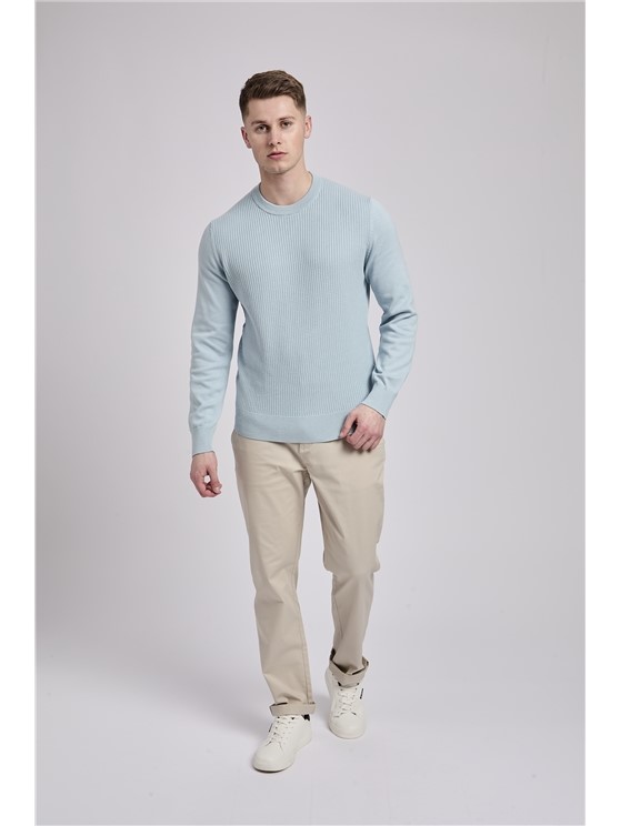 BEN SHERMAN Men's Textured Front Crew, Size L, Ivory, B0077610. RRP: $140.