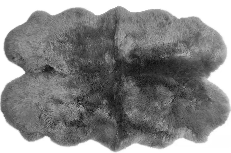 WINDWARD Sheepskin Quad Rug, Grey.