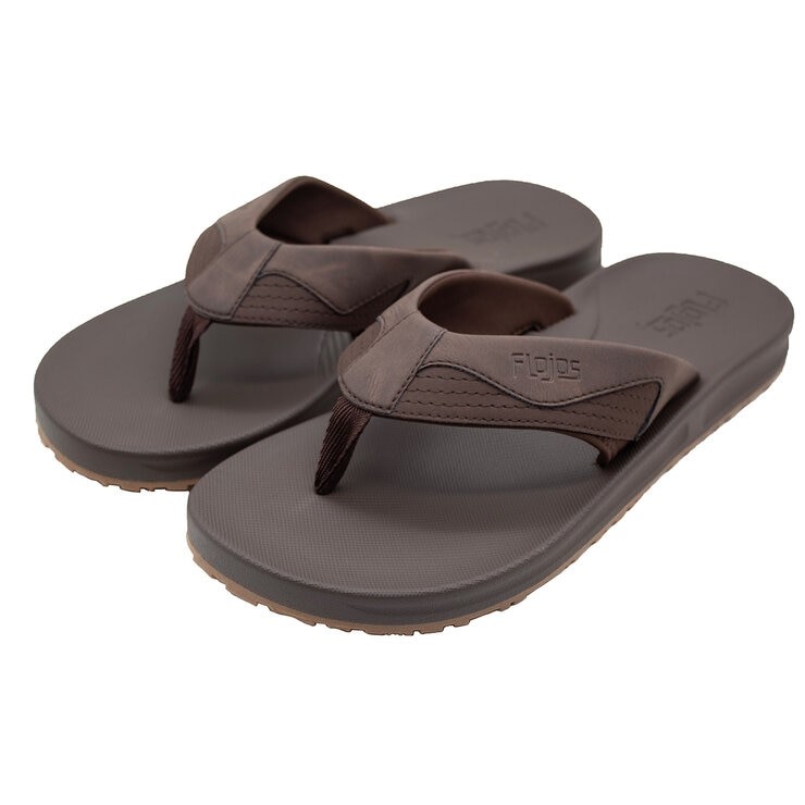 FLOJOS Men's Jorge 2.0 Flip Flops, Size 13, MemoryFoam, Brown. Buyers Note