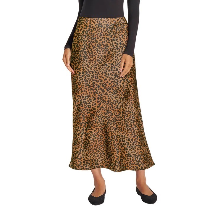 MATTY M Women's Satin Skirt, Size L, Camel. Buyers Note - Discount Freight