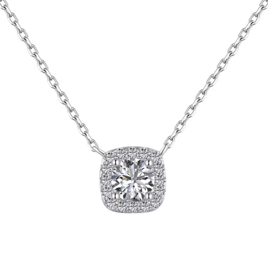 0.5ct 925 Silver Cubic Zirconia Round Pendant Necklace