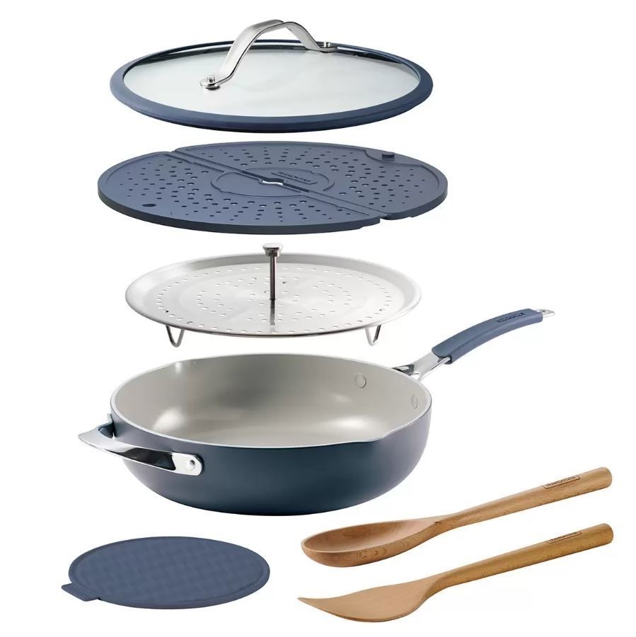 TRAMONTINA 7pc All In One Plus Pan Set, Blue. NB: Minor use, not in origina