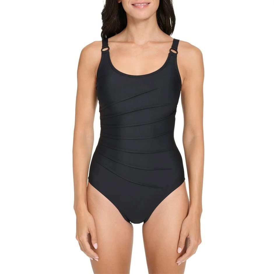 DKNY Women's Padded Swimsuit, Size S, Black (Starburst). Buyers Note - Dis