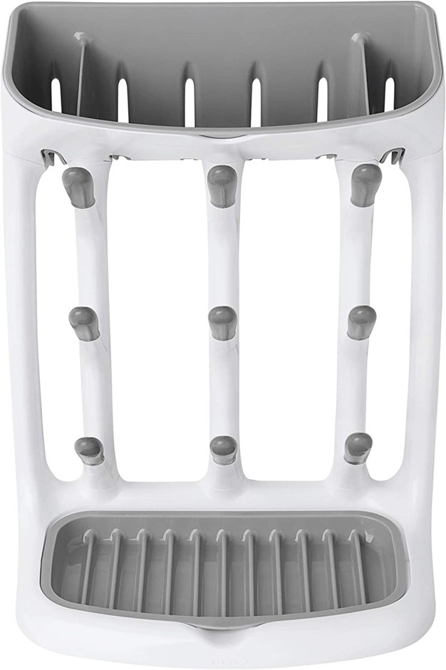 OXO TOT Space Saving Drying Rack, Colour: Grey. NB:Slightly damaged outer b