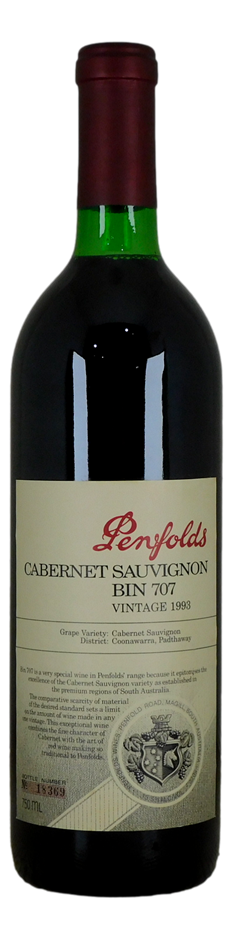 Penfolds `Bin 707` Cabernet Sauvignon 1993 (1 x 750mL) SA.