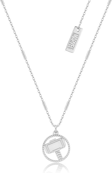 DISNEY Women's 925SS THOR HAMMER NECKLACE Pendant Necklace, Silver, 45CM