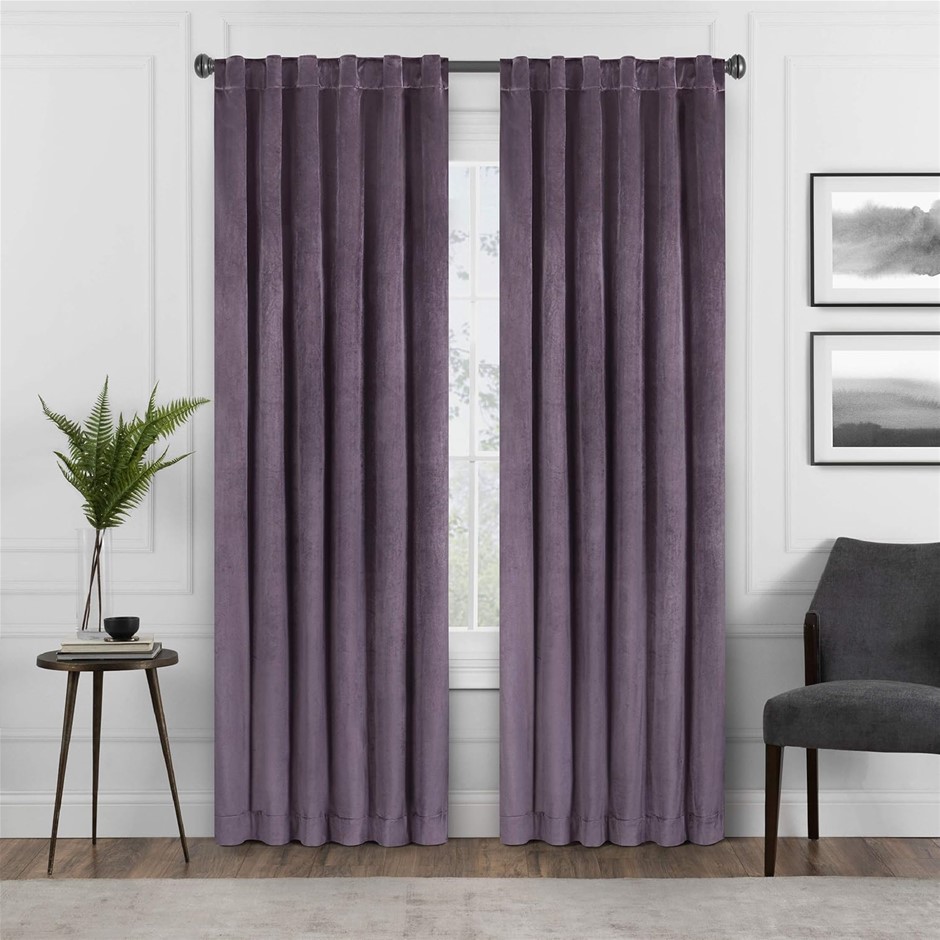 ECLIPSE Harper Velvet Rod Pocket Curtains for Bedroom, Single Panel, 50 in