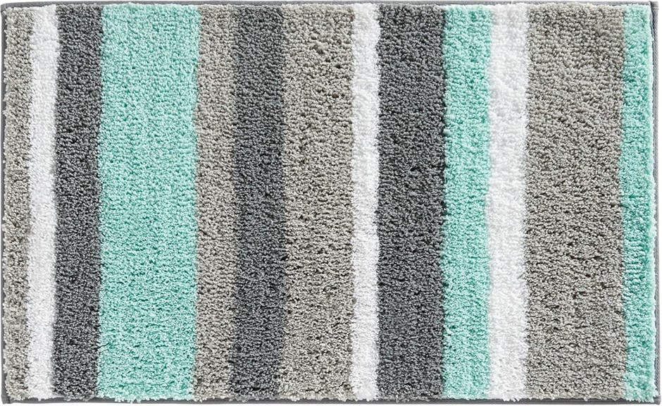 INTERDESIGN Stripz Microfiber Bath Rug, 34 x 21-Inch, Mint/Gray