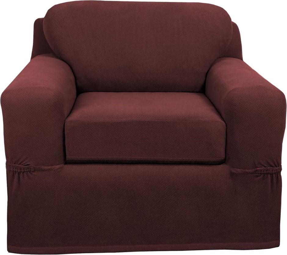 MAYTEX Pixel Ultra Soft Stretch 2 Piece Arm Furniture Cover, Wine Red Chair