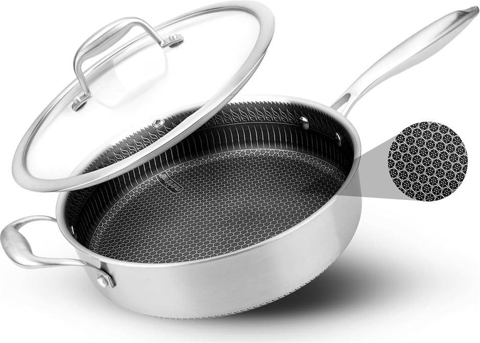NUTRICHEF Stainless Steel Saucepan, 2 QT Sauce Pot, Triply Kitchenware Indu
