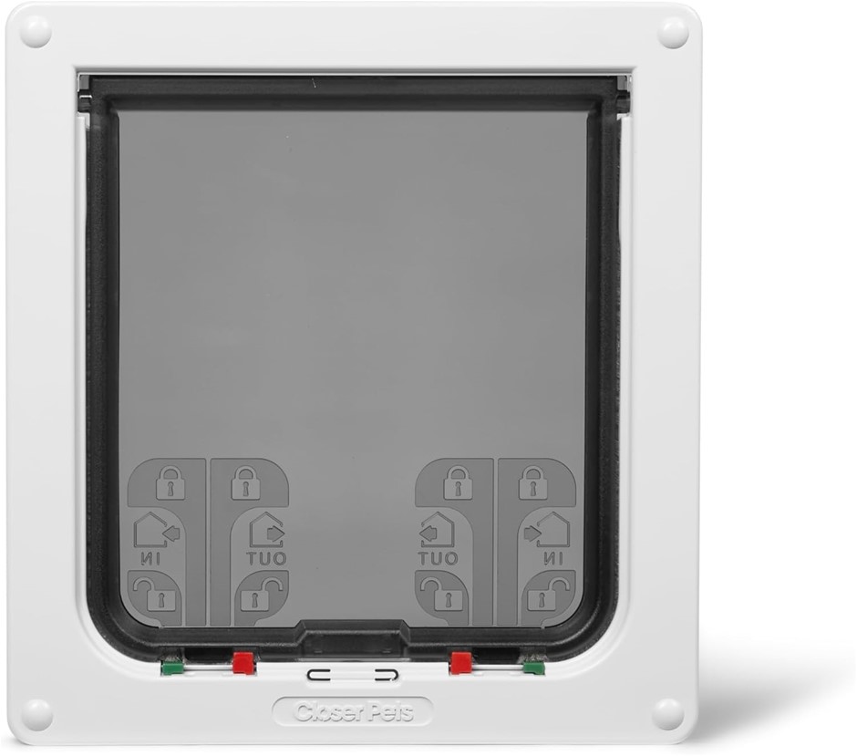 CAT MATE 4-way Locking Cat Flap for Large Cats/Small Dogs, White.
