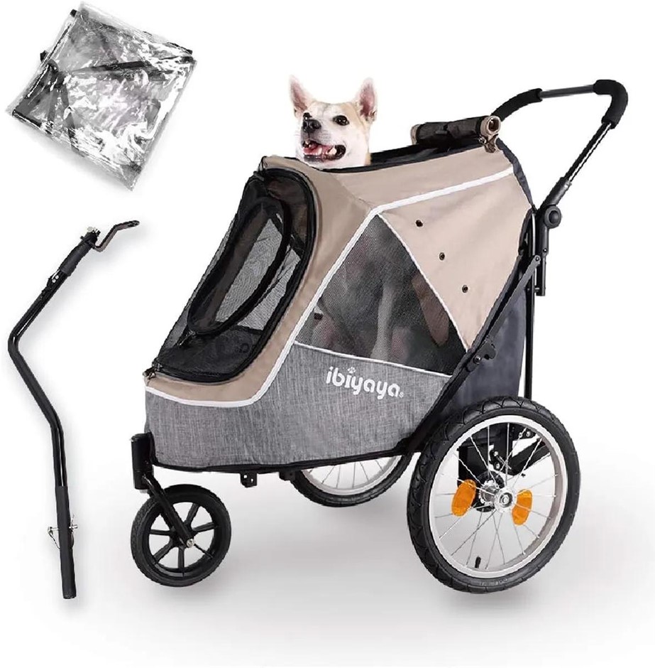 IBIYAYA Happy Pet Trailer V2 Jogger Stroller for Dogs, Latte. NB: May be mi