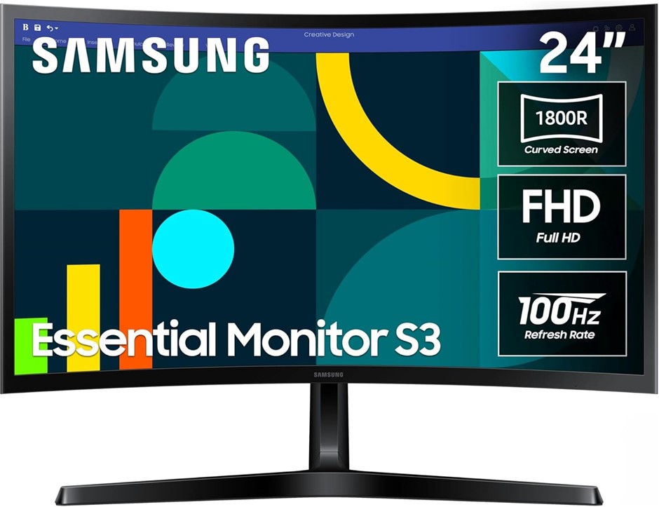 SAMSUNG 24 Inch S36GD Curved Monitor| 1920x1080| HDMI| D-Sub| 100Hz| Eye Sa