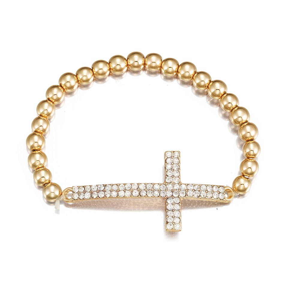 Cute Cross Beaded Bracelet - Gold