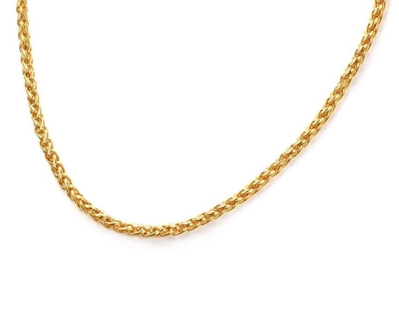 Classic 4mm Wide Stainless Steel Wheat Chain Necklace - 60cm (Yellow)
