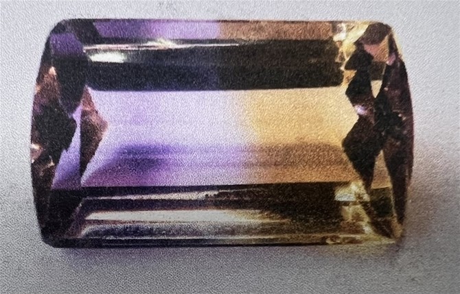 13.56 carat rectangular 2 tone Amertrine rare