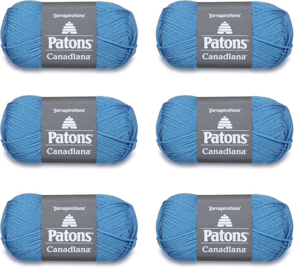 Patons Canadiana Clearwater Blue Yarn - 6 Pack of 3.5oz/100g - Acrylic - 4