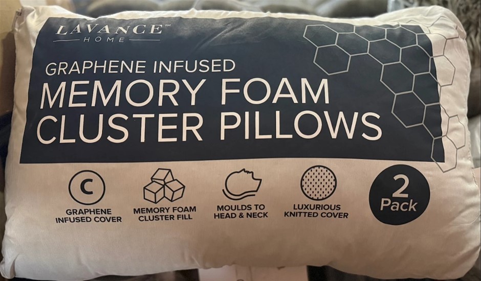 Lavance Graphene Infused Memory Foam Cluster Pillows 2 pack. NB: used.