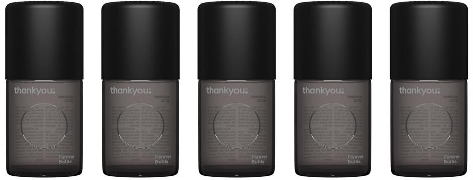 5x Thankyou Deodorant Forever Bottle, 50 ml, Charcoal Glass