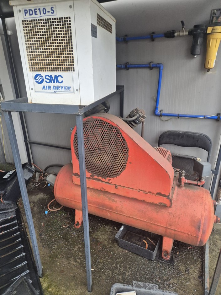 2 Cylinder Cast Iron Compressor and Tank and Dryer Decommissioned