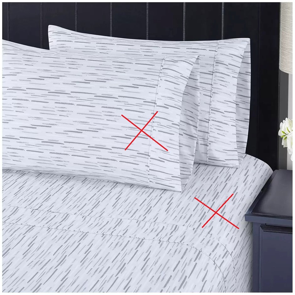 SOUTH POINT 6pc Sheet Set, Size King, Sketchy Stripes. NB: 1 x pillowcase &