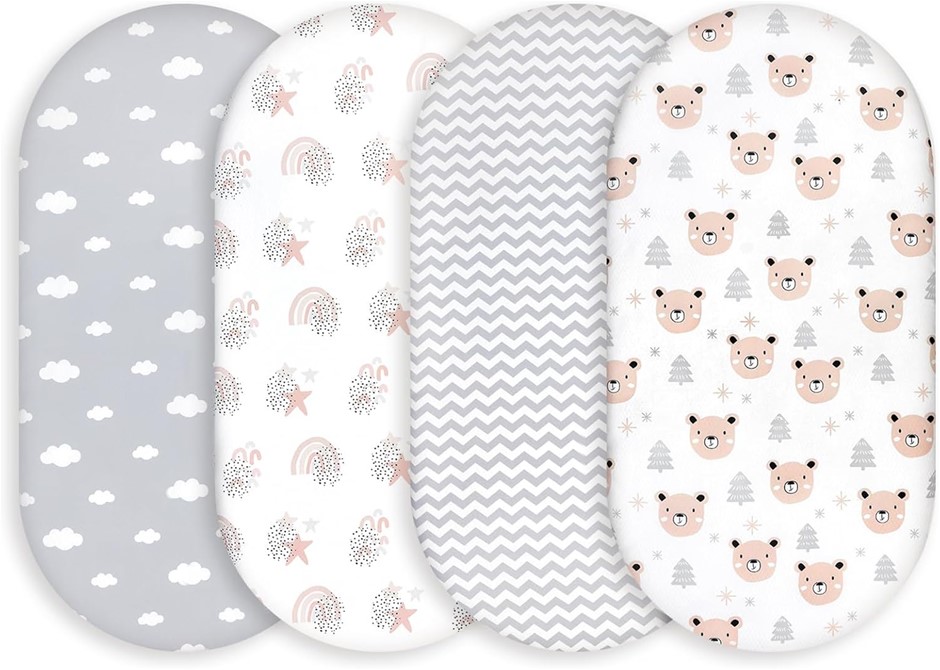 GLLQUEN BABY Pack of 4 Baby Mattress Protector Fitted Sheet Bassinet Cover